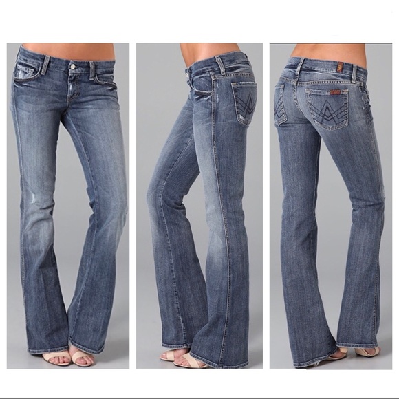 7 For All Mankind Denim - 7 For All Mankind 7FAM "A" Pocket Bootcut Wide Flare Leg Jeans Blue Size 30